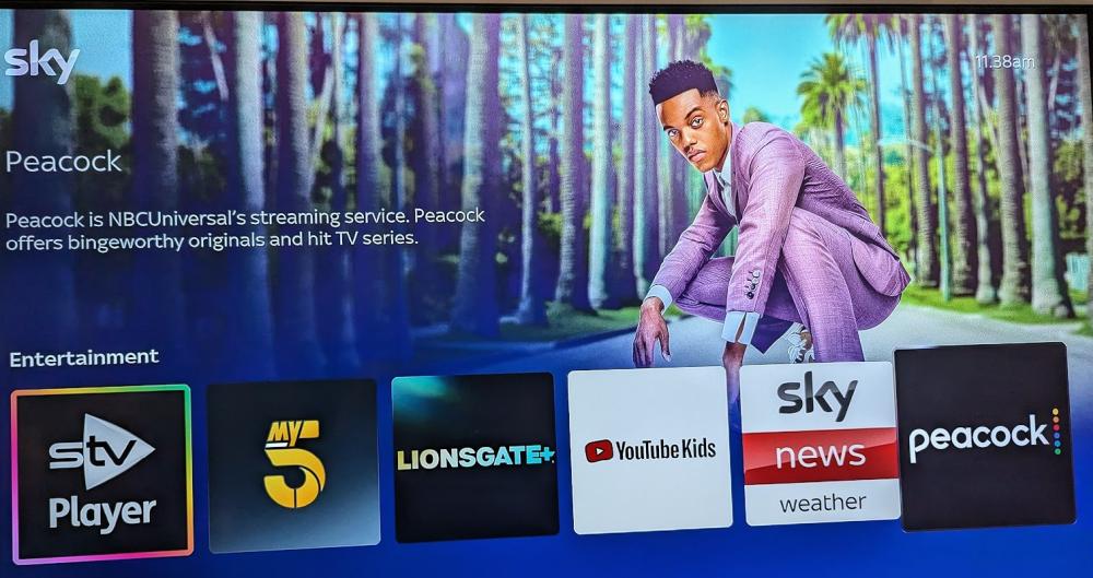 Peacock app on Sky