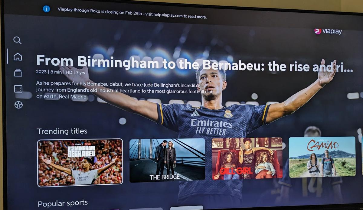 Viaplay Roku shutting down TV screenshot