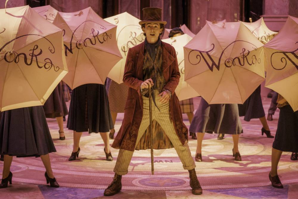 Wonka Timothee umbrellas