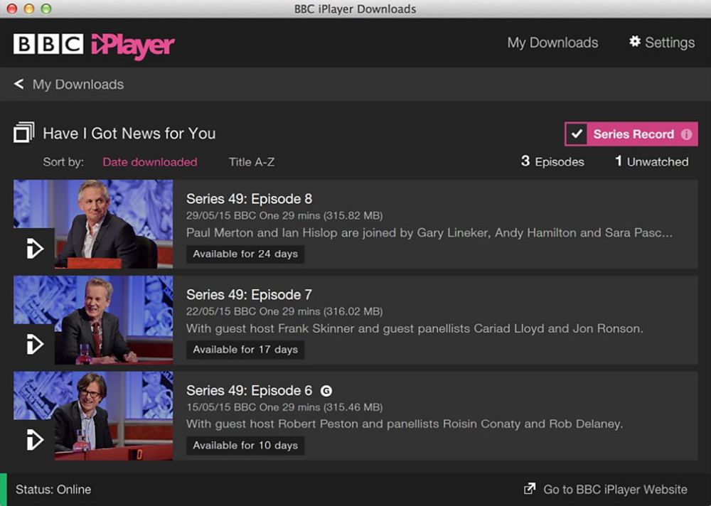 BBC iPlayer downloads Mac