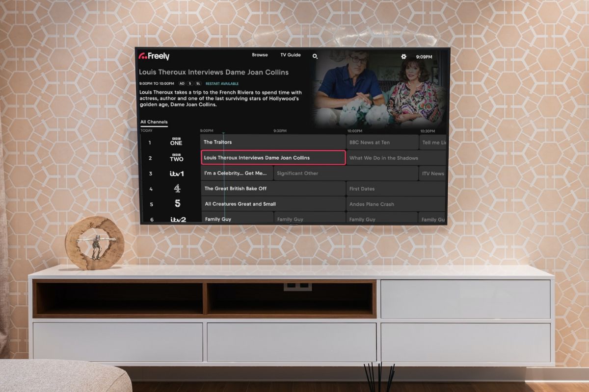 Freely EPG on TV mockup