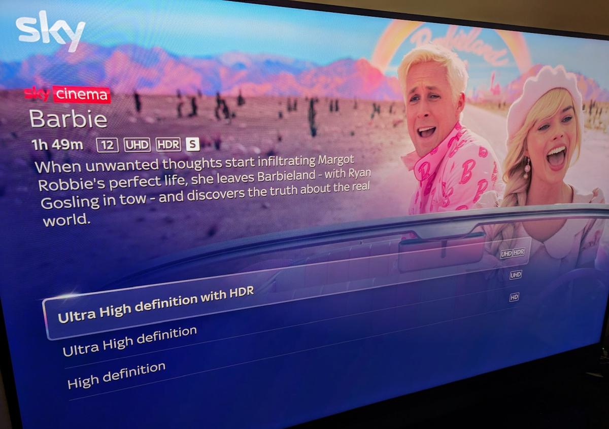 Barbie UHD subtitles on Sky