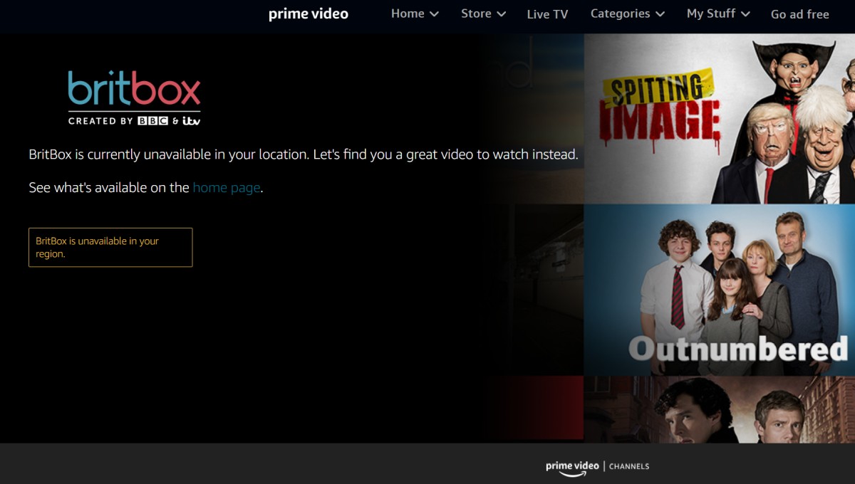 BritBox prime video unavailable