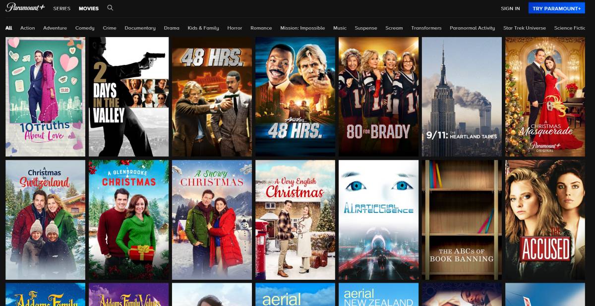 Paramount Plus UK all movies