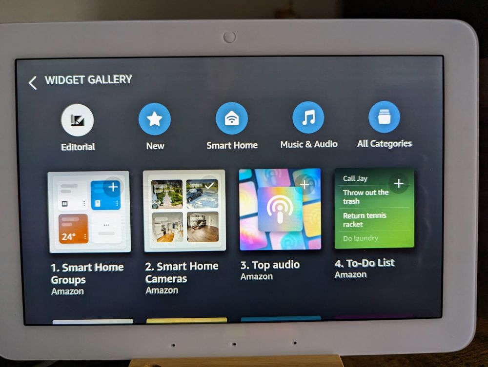 Amazon Echo Hub widget gallery