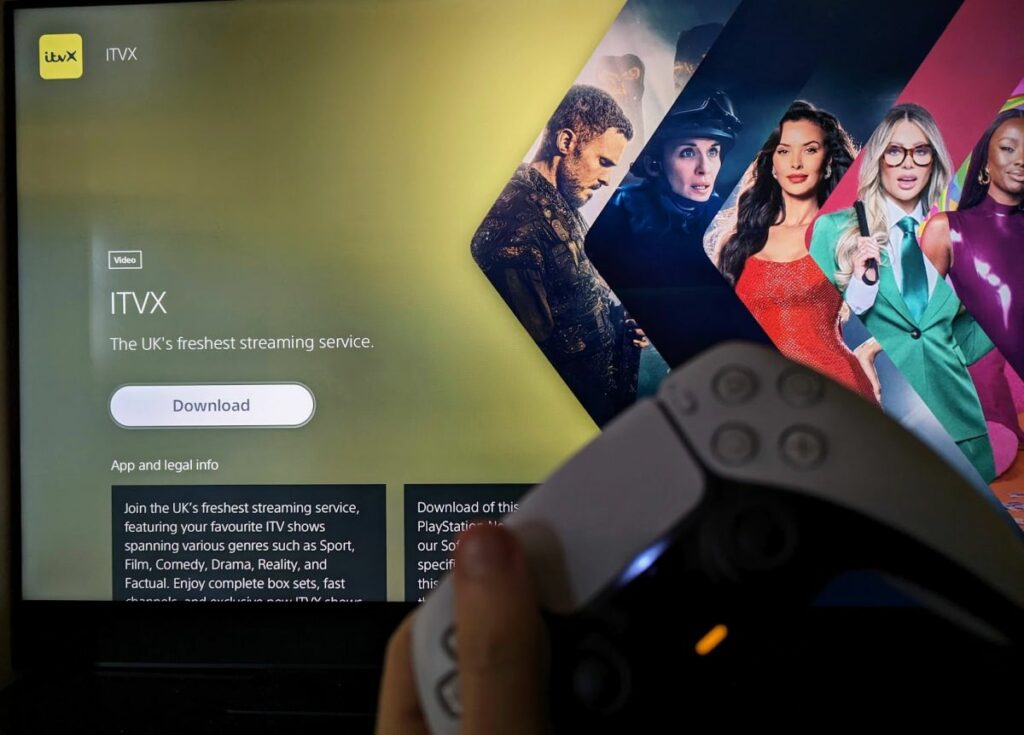 ITVX with PS5 controller