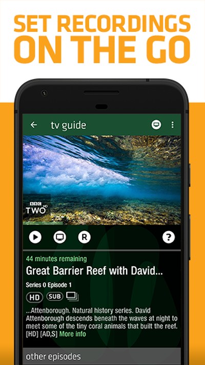 Freesat app set recordings