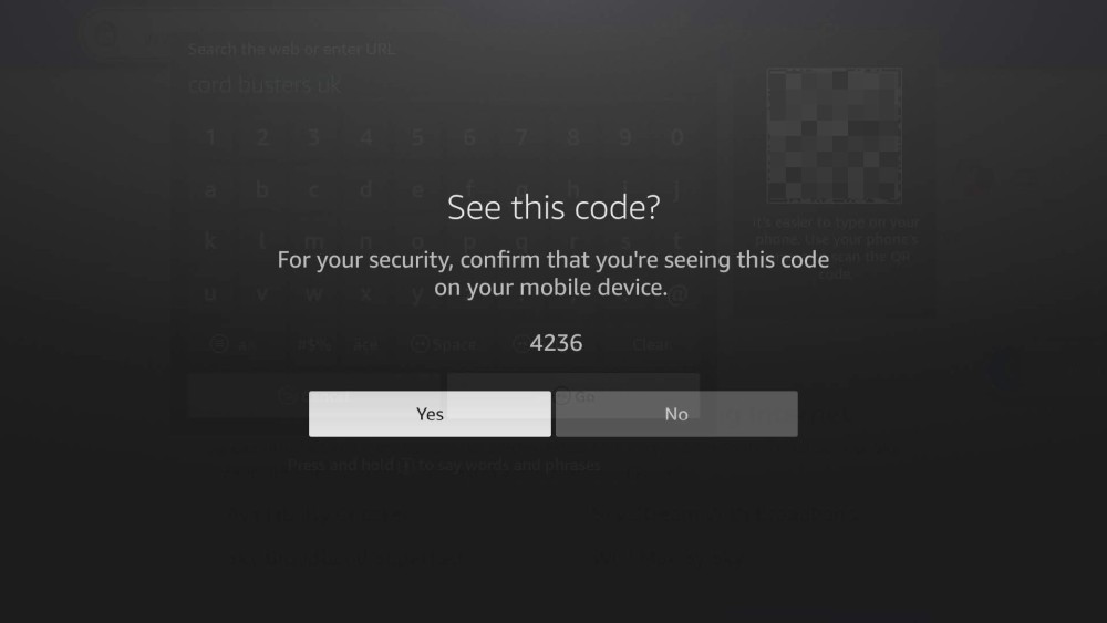 Amazon Fire TV virtual remote code
