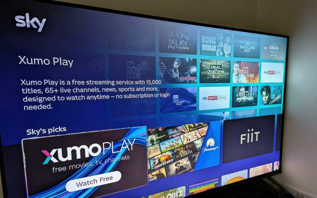Xumo Play on Sky rail