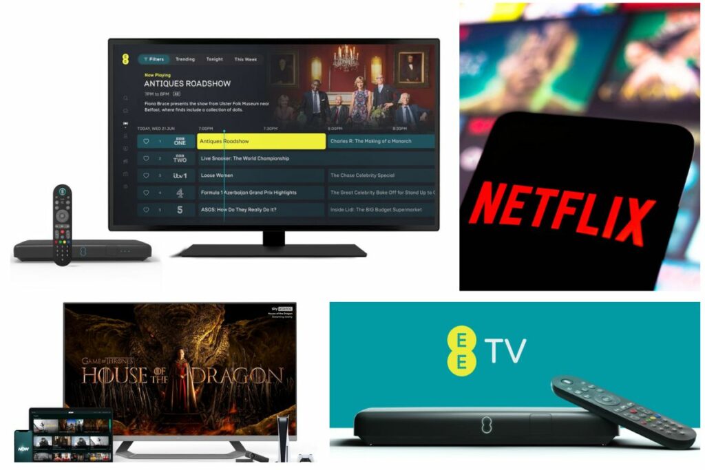 EE TV sky netflix collage