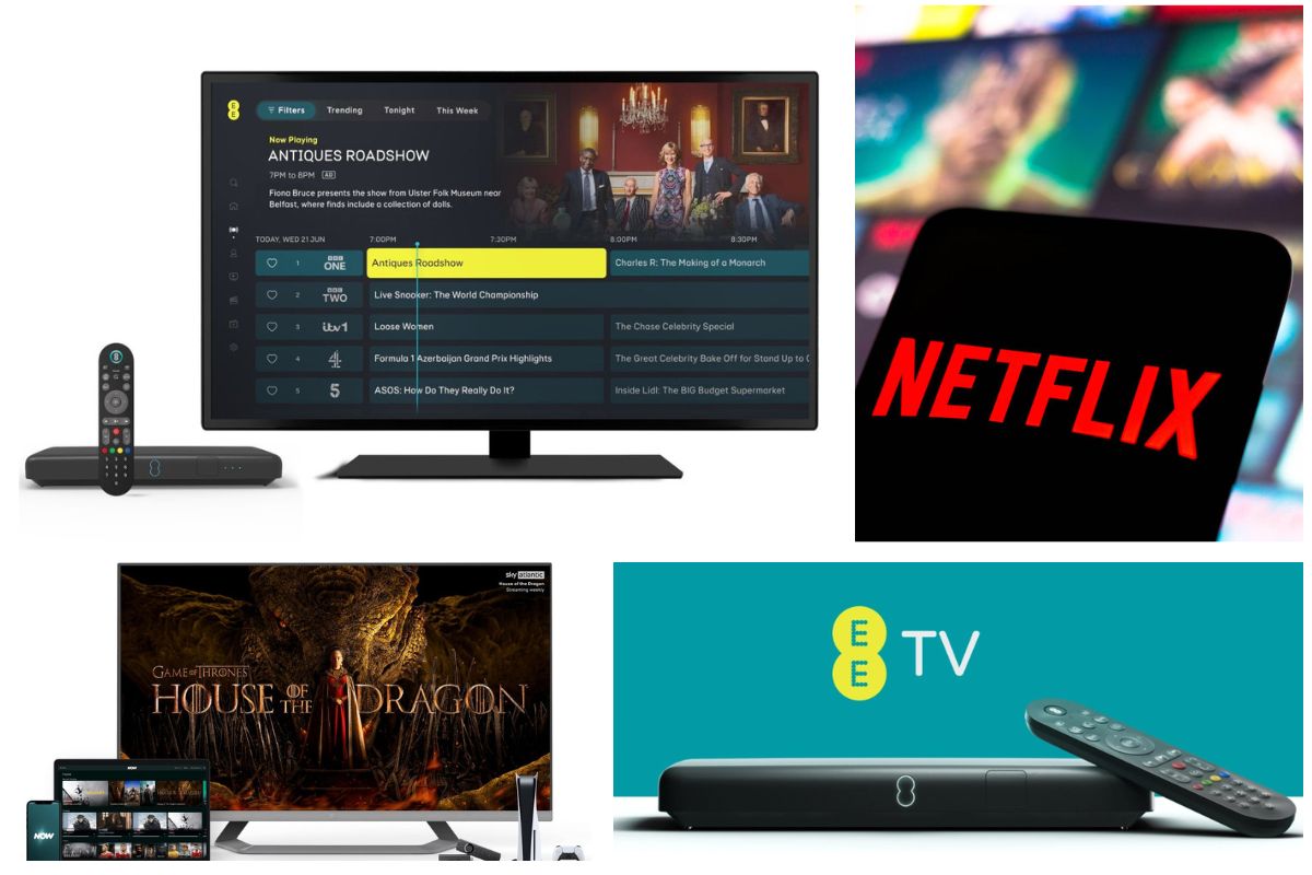EE TV sky netflix collage