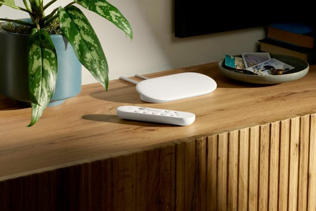 Google TV Streamer near TV official
