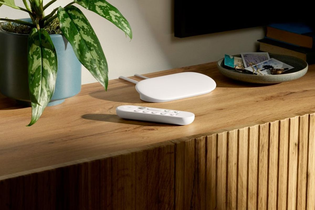 Google TV Streamer near TV official
