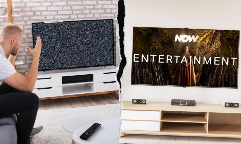 NOW TV broken TV collage
