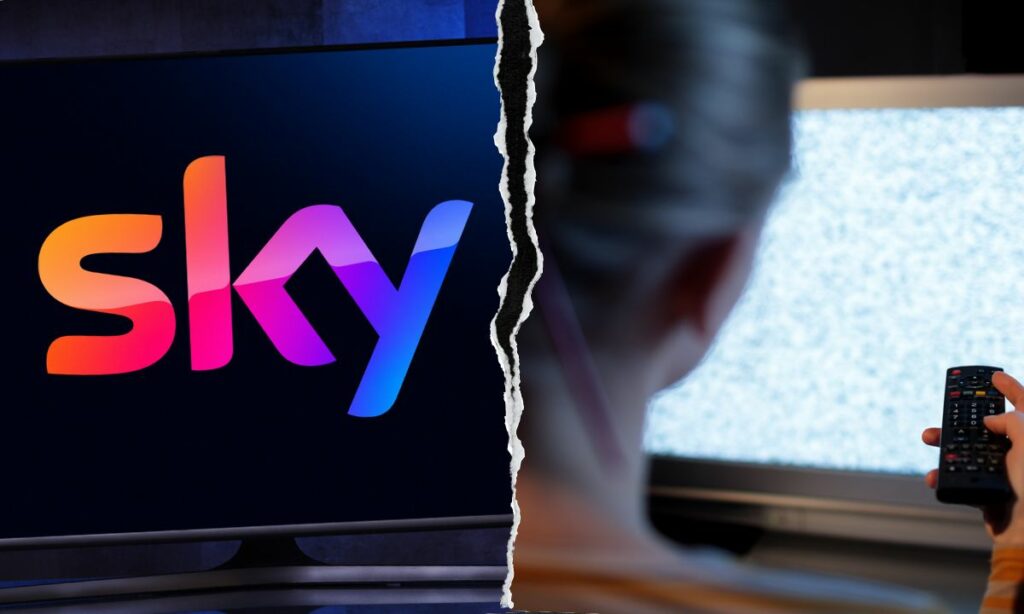 sky broken tv woman collage