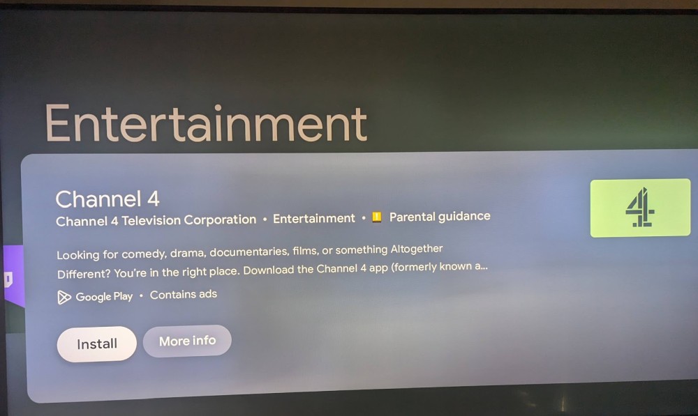 Channel 4 on Google TV install