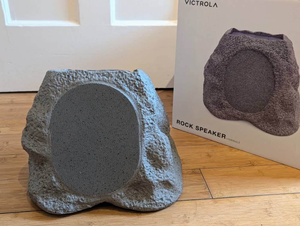 Victrola Rock Speaker near box