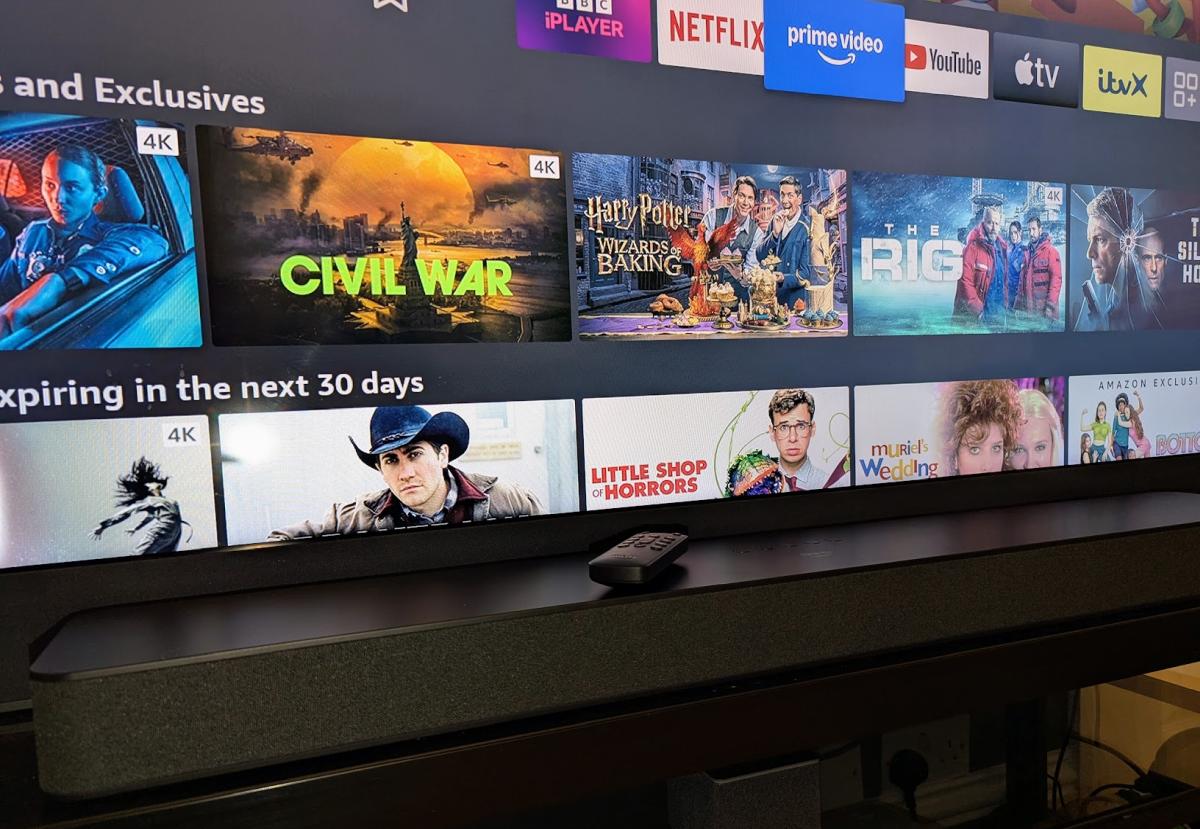 Fire TV Soundbar Plus near TV hero