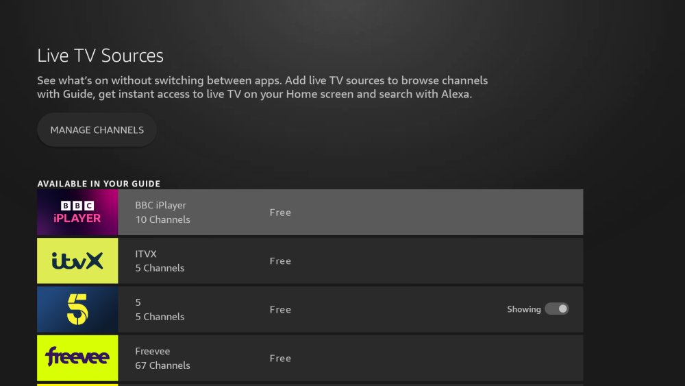 Fire TV Live channels