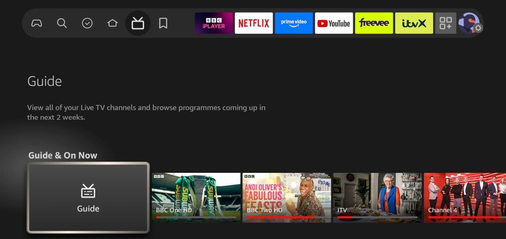 Fire TV Live tab thumbnails