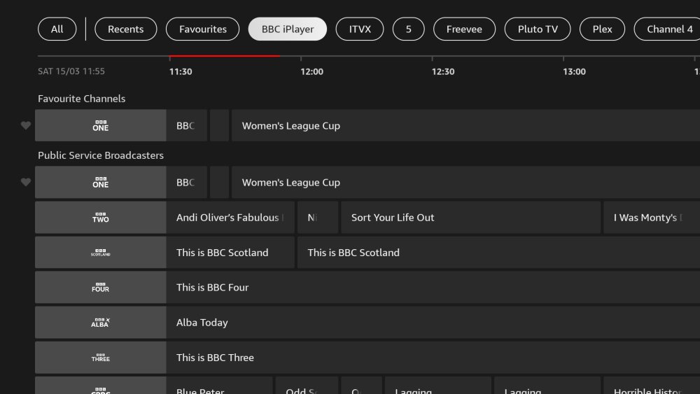 Fire TV live filters