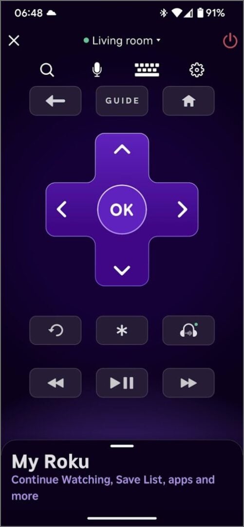 Roku smartphone app remote