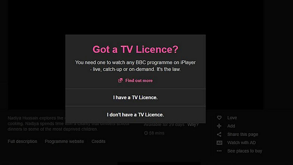 BBC iPlayer tv licence question