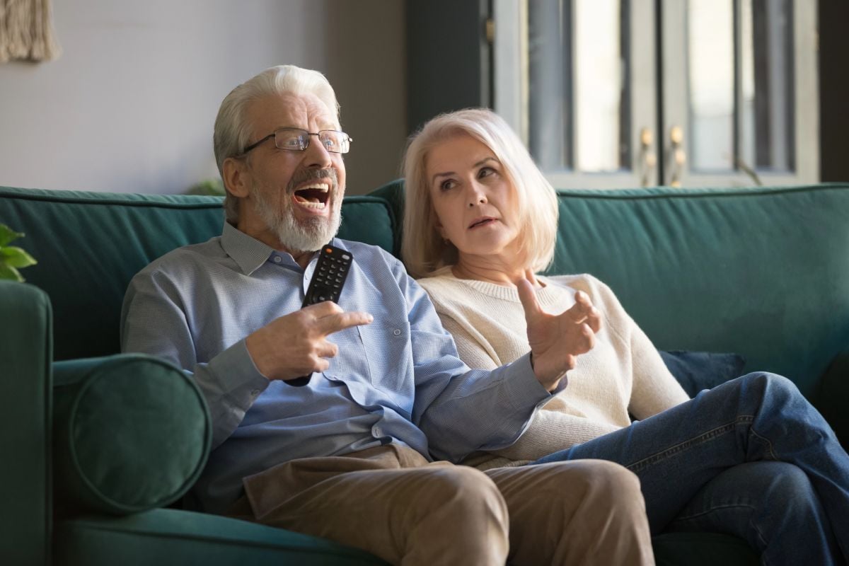 Seniors watching TV angry