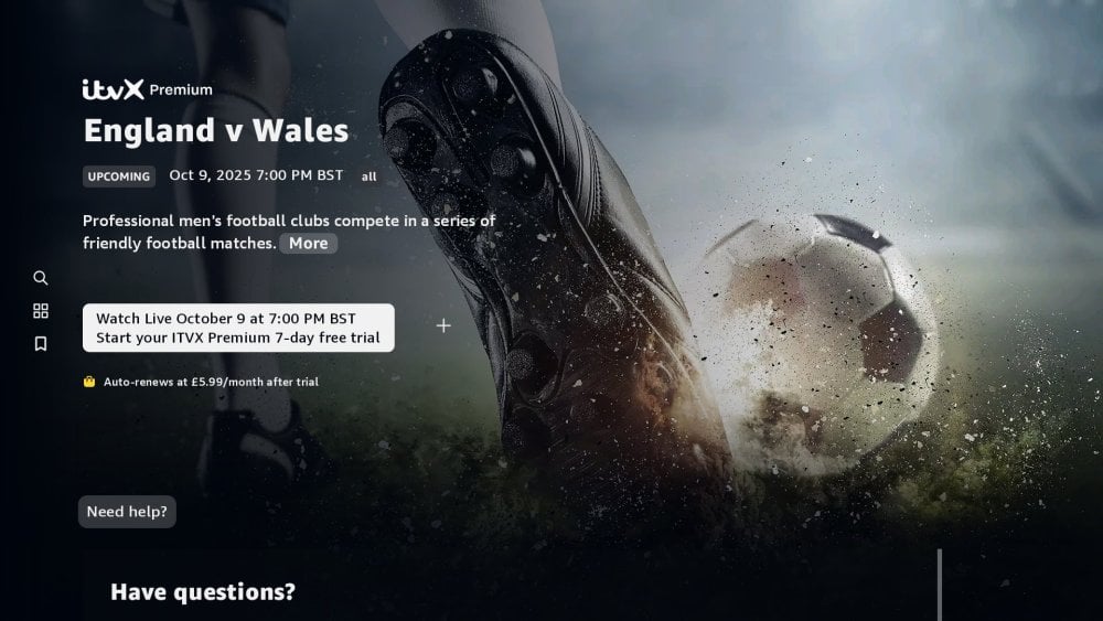 ITVX Football on Prime Video