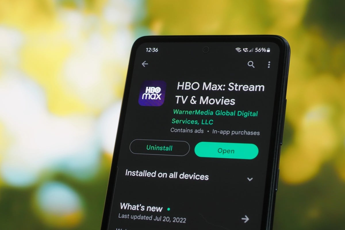 HBO Max app on phone