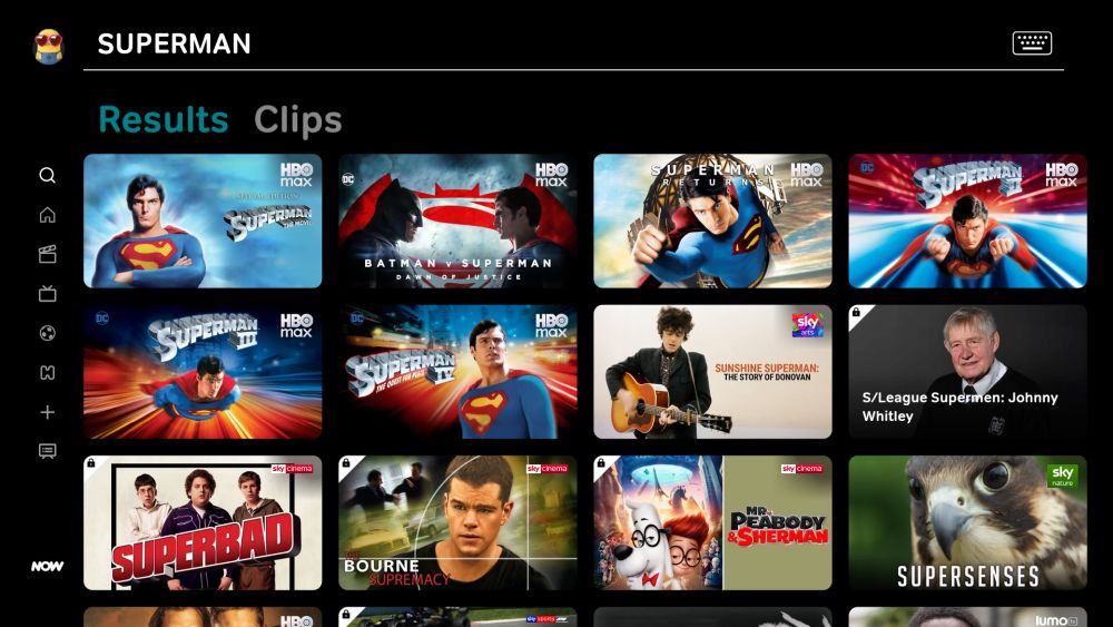 HBO Max on NOW - Superman search