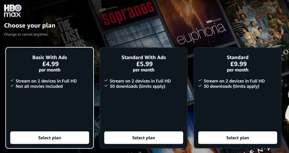HBO Max plans on Prime Video