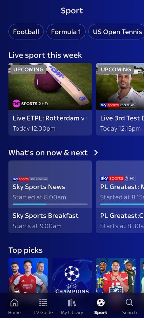 Sky Go live sports